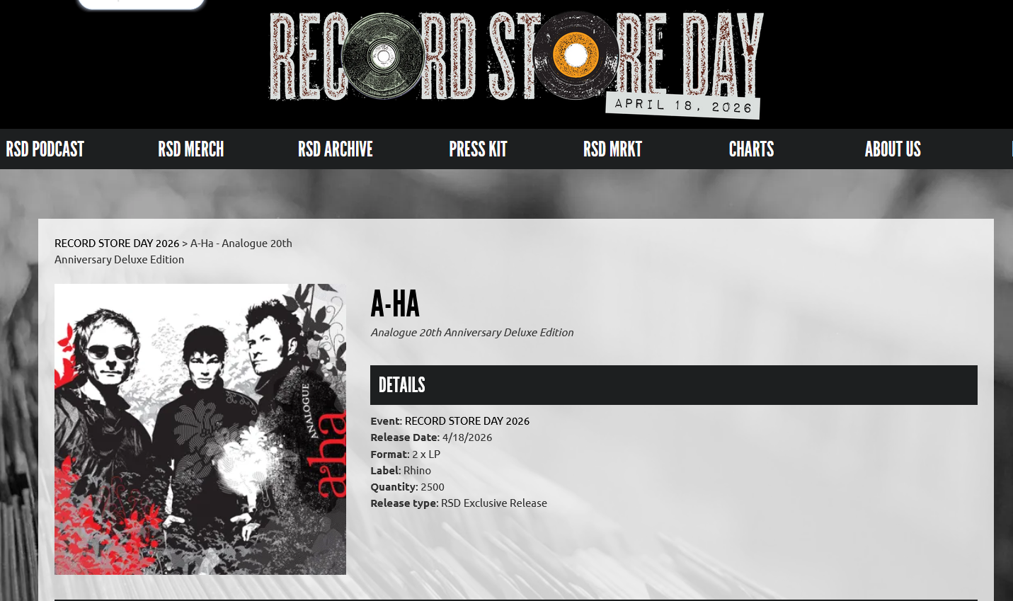 今年のRecord Store Dayは4月18日！a-haは『Analogue 20周年デラックス